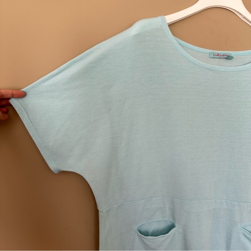 Fresh Produce Women L Lagenlook Boxy Top Slub Pockets Baby Blue USA Comfortable - Picture 4 of 9